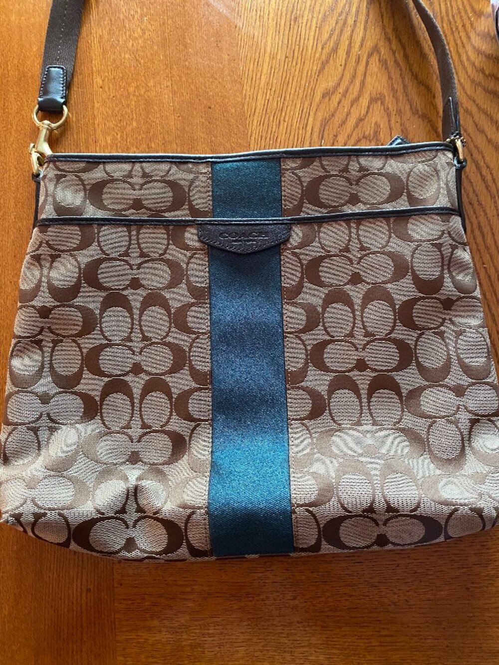 COACH F28502 SIGNATURE STRIPE 12CM FILE BAG